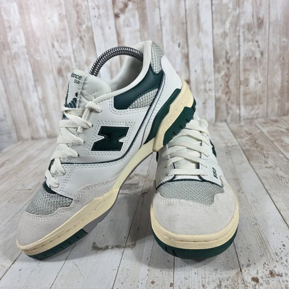 New Balance 550 White Green Suede Leather Sneakers GSB550CS Mens‎ 7 US